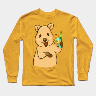 Quokka with a drink Long Sleeve T-Shirt